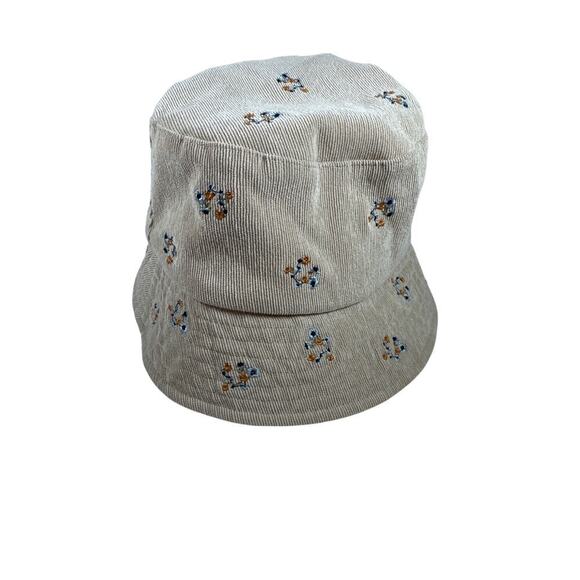 Tan Corduroy Floral Bucket Hat Girls One Size - Picture 1 of 6